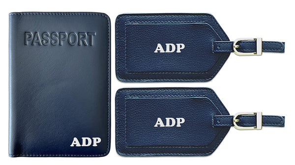 Personalized Passport Cover Holder and 2 Luggage Tags