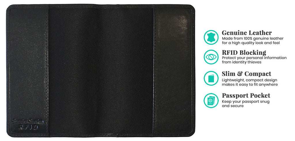 Personalized Monogrammed Leather RFID Passport Cover Holder and